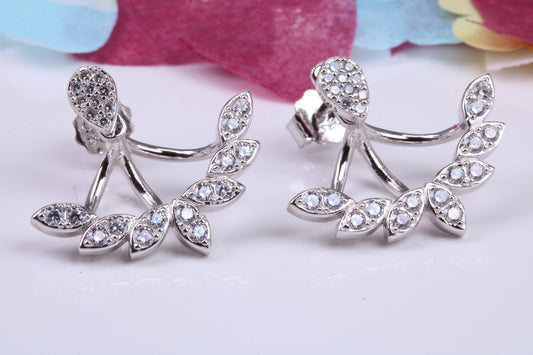 22 mm Wide Cubic Zirconia set Earrings, Very Dressy, Made from Solid 925 Grade Sterling Silver