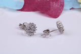 7 mm Round Cluster Cubic Zirconia set Earrings, Very Dressy, Made from Solid 925 Grade Sterling Silver