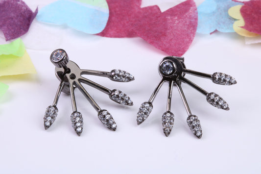 22 mm Wide Cubic Zirconia set Earrings, Very Dressy, Made from Solid 925 Grade Sterling Silver