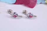 13 mm Long Cubic Zirconia set Earrings, Very Dressy, Made from Solid 925 Grade Sterling Silver