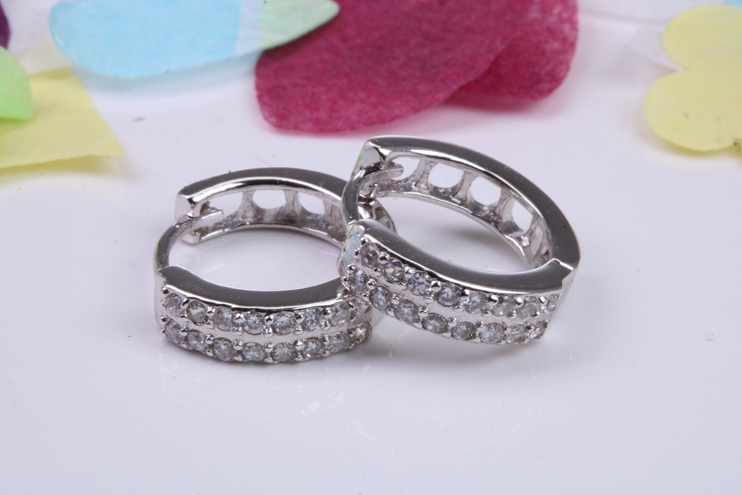 16 mm Round Hoop Cubic Zirconia set Earrings, Very Dressy, Made from Solid 925 Grade Sterling Silver