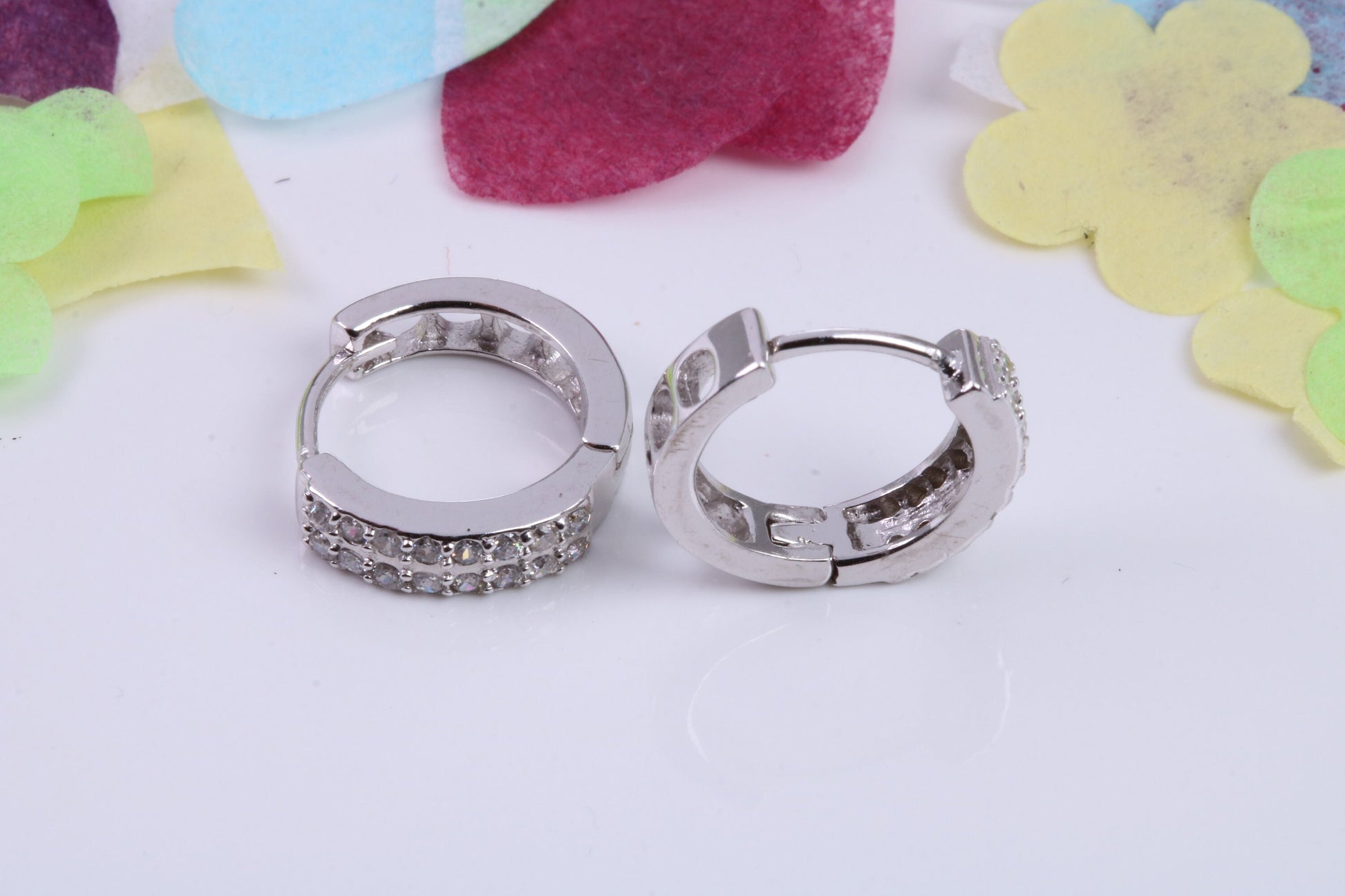 16 mm Round Hoop Cubic Zirconia set Earrings, Very Dressy, Made from Solid 925 Grade Sterling Silver