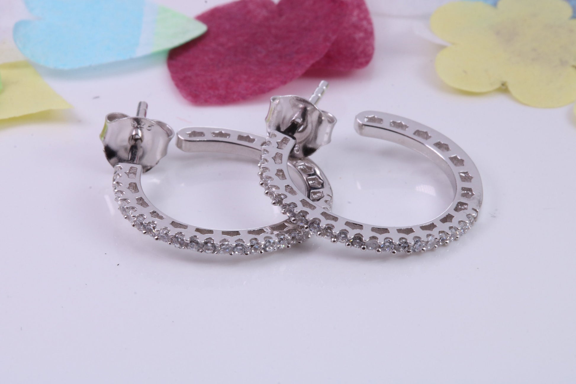 20 mm Round Hoop Cubic Zirconia set Earrings, Very Dressy, Made from Solid 925 Grade Sterling Silver