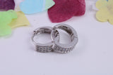 15 mm Round Hoop Cubic Zirconia set Earrings, Very Dressy, Made from Solid 925 Grade Sterling Silver