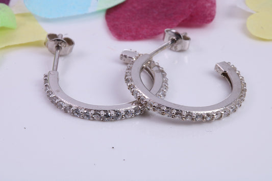 21 mm Round Hoop Cubic Zirconia set Earrings, Very Dressy, Made from Solid 925 Grade Sterling Silver