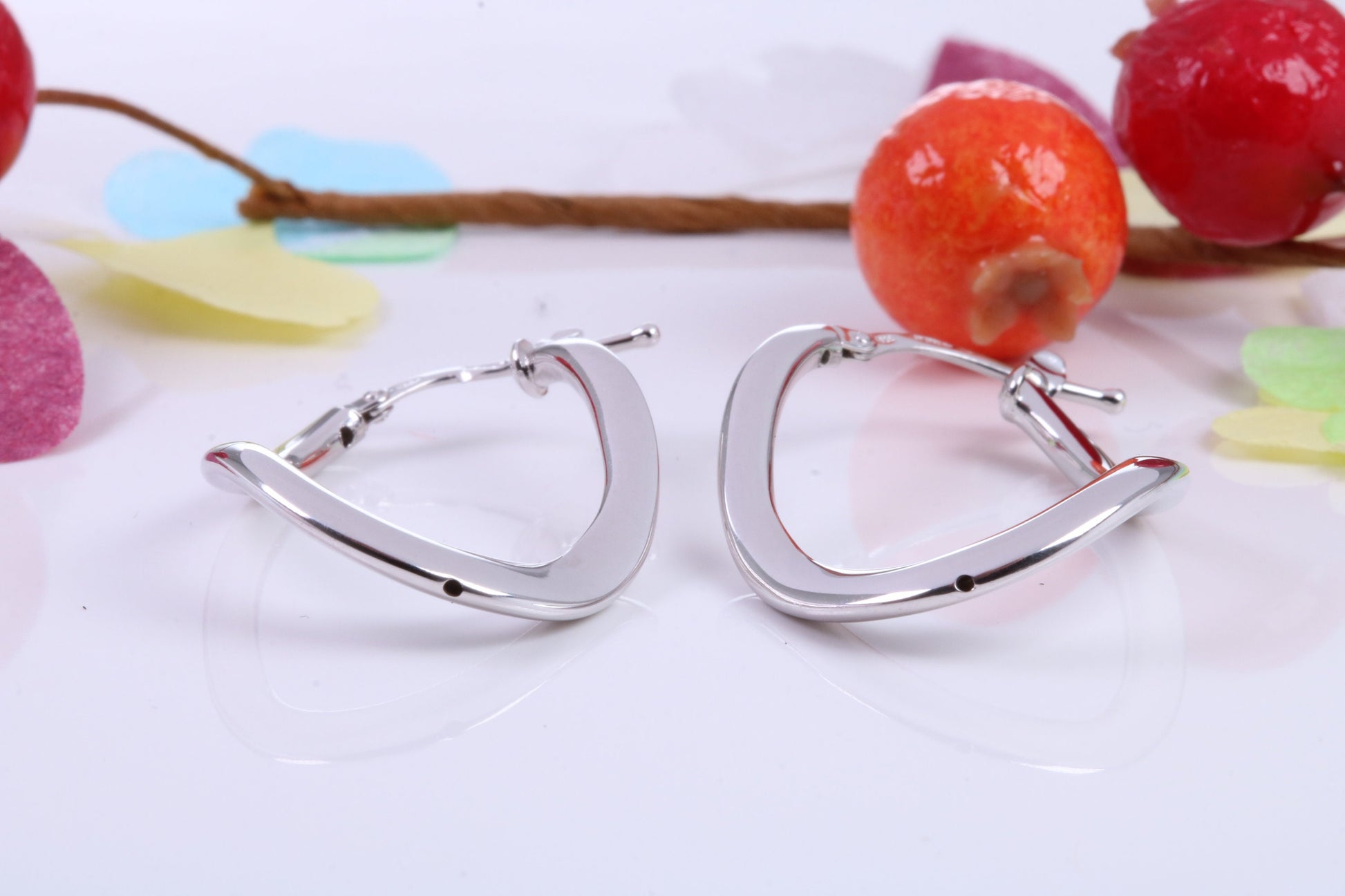 Large 30 mm Long Hoop Creole Earrings Made from Solid 925 Grade Sterling Silver