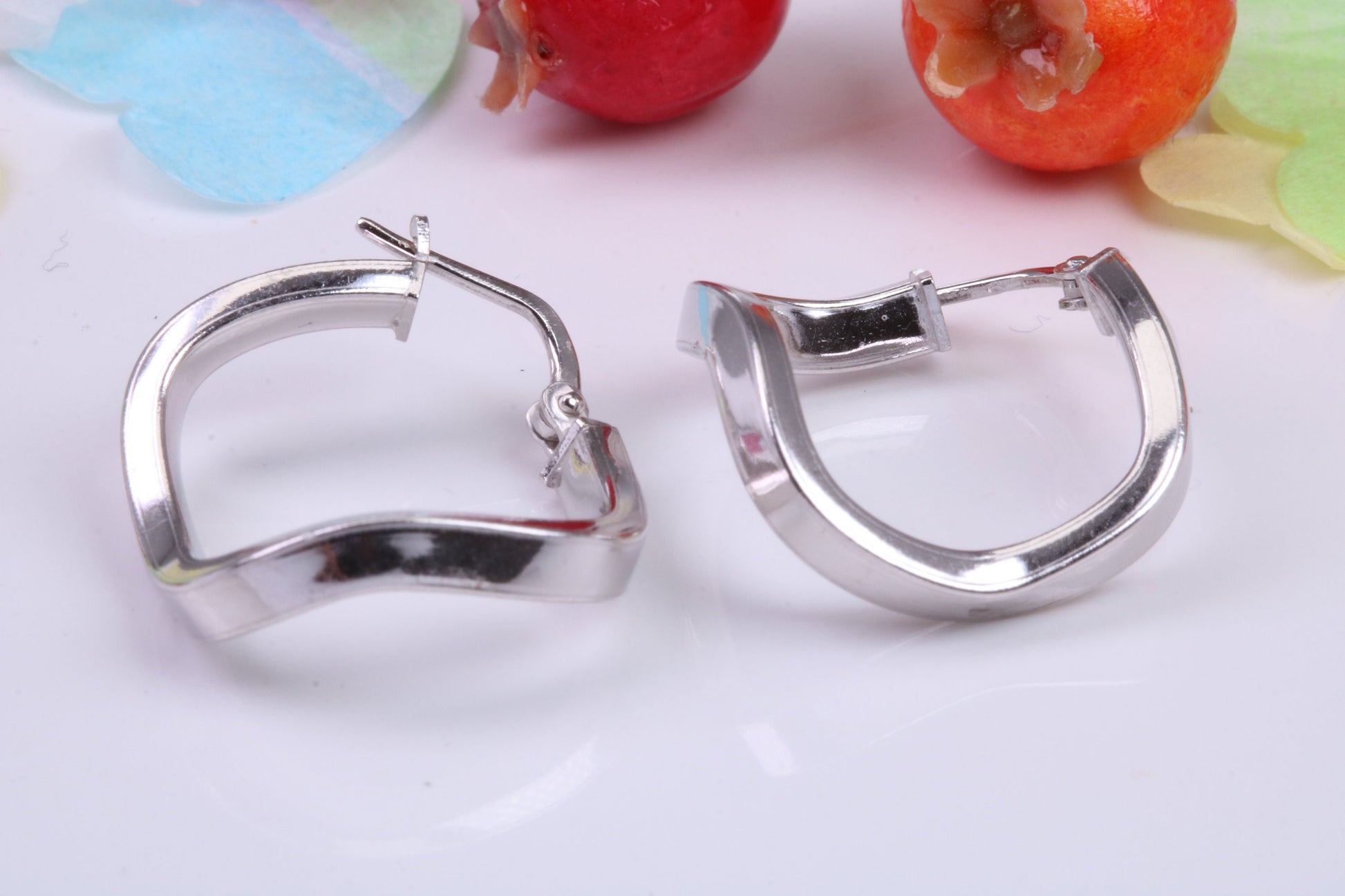 21 mm Long Creole Hoop Earrings Made from 925 Grade Sterling Silver