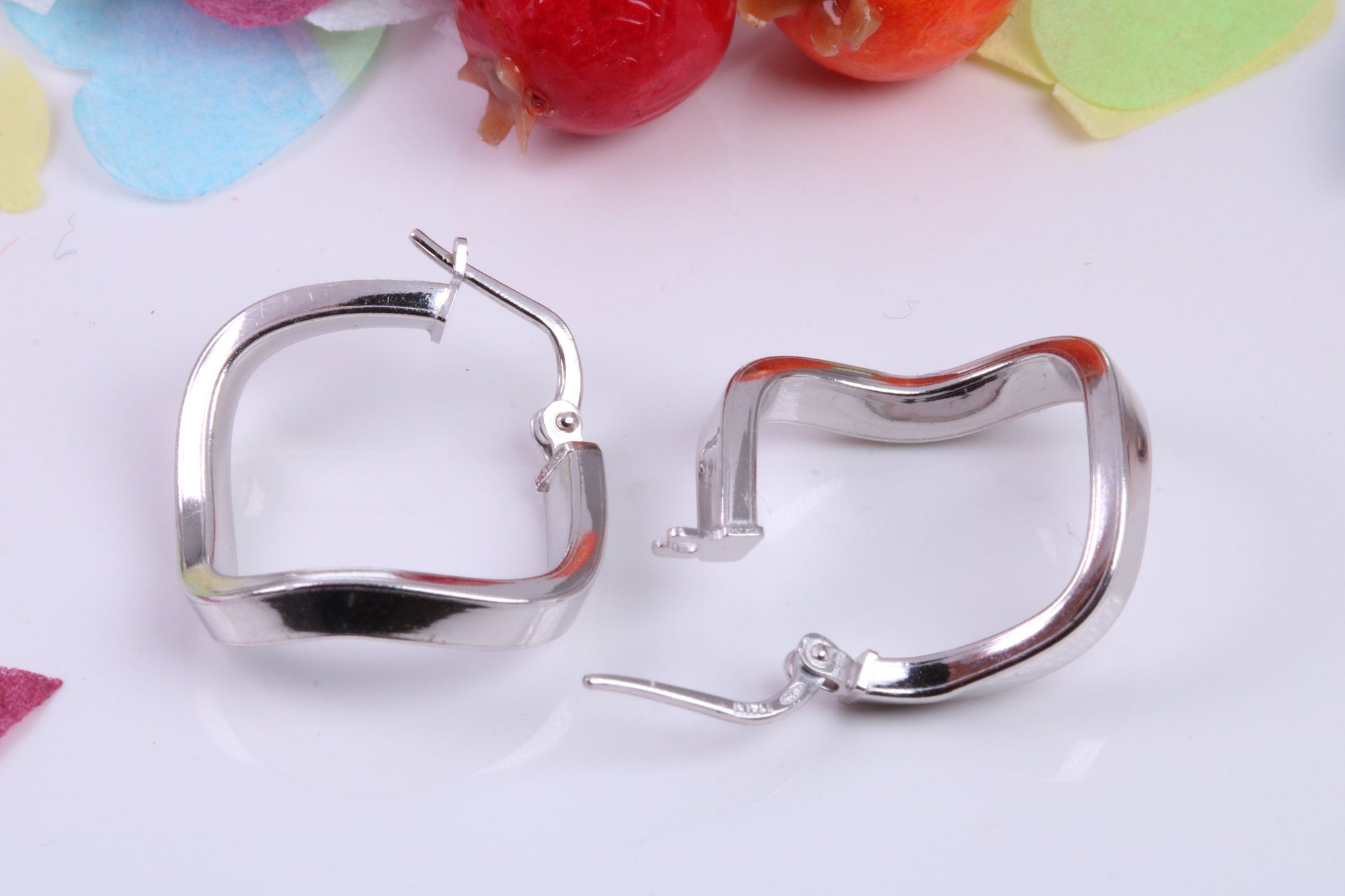 21 mm Long Creole Hoop Earrings Made from 925 Grade Sterling Silver