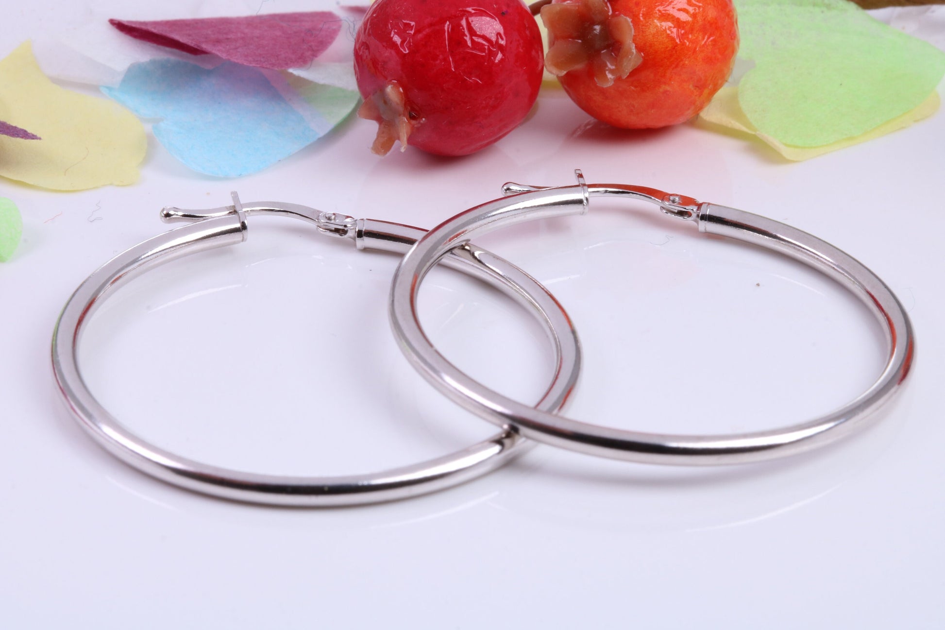 Large 35 mm Round Creole Hoop Earrings Made from 925 Grade Sterling Silver