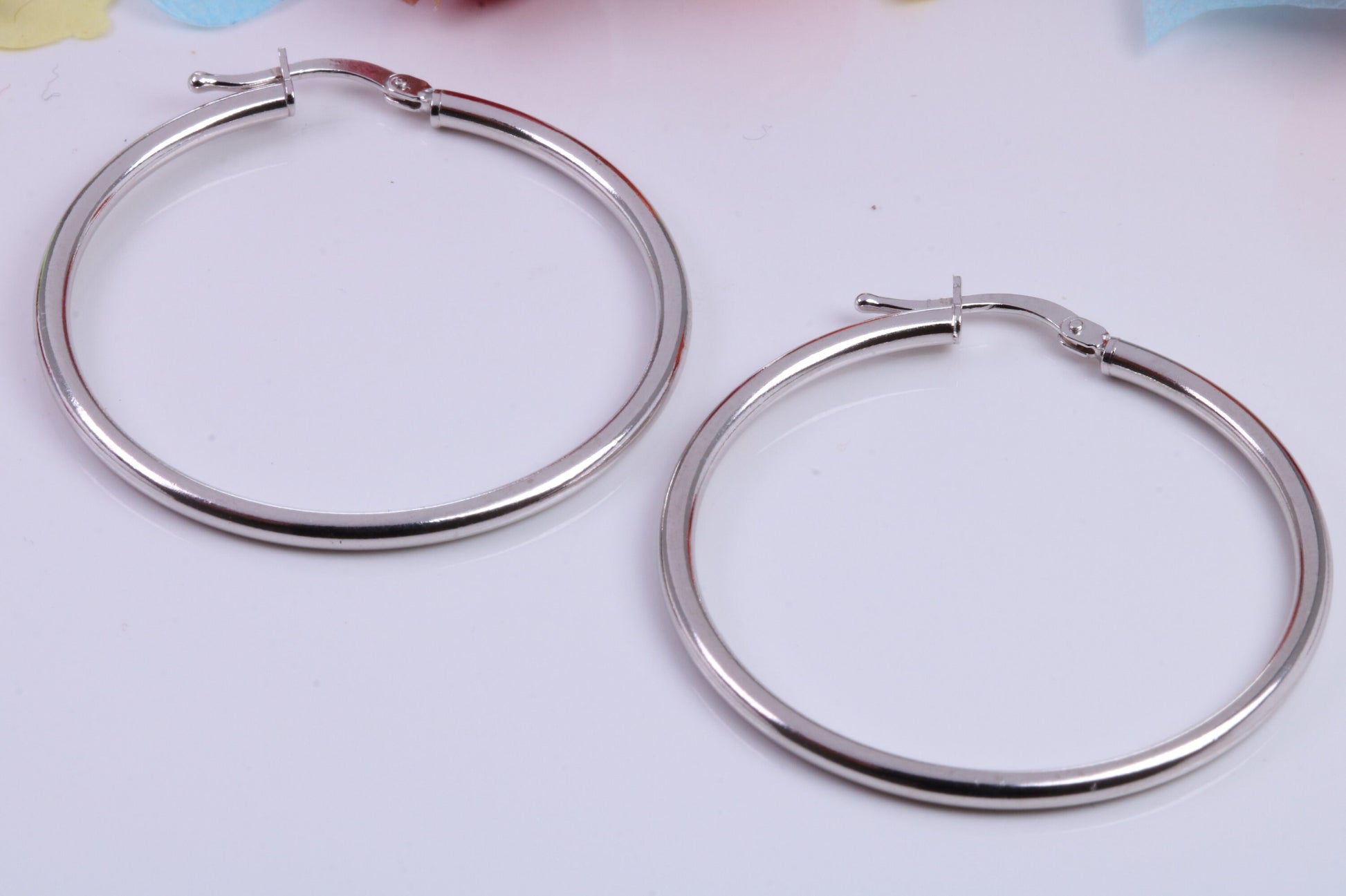 Large 35 mm Round Creole Hoop Earrings Made from 925 Grade Sterling Silver