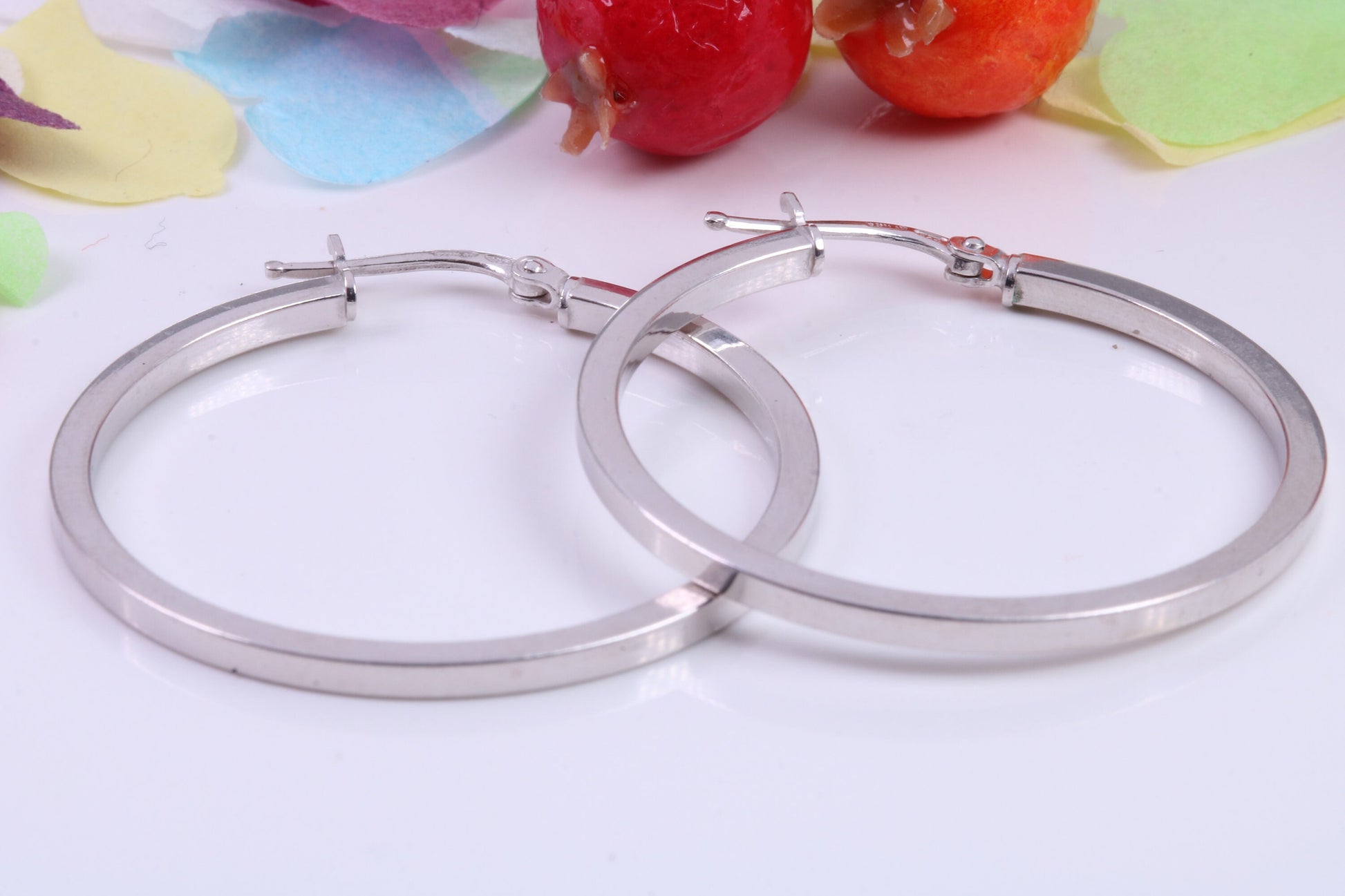 Large 35 mm Round Creole Hoop Earrings Made from 925 Grade Sterling Silver