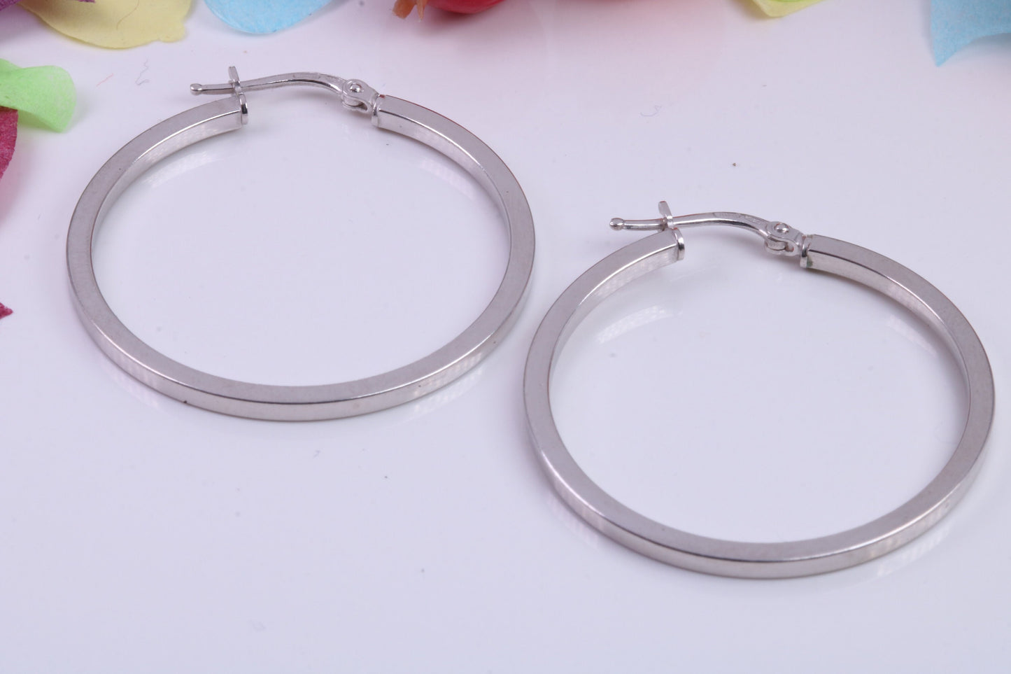 Large 35 mm Round Creole Hoop Earrings Made from 925 Grade Sterling Silver