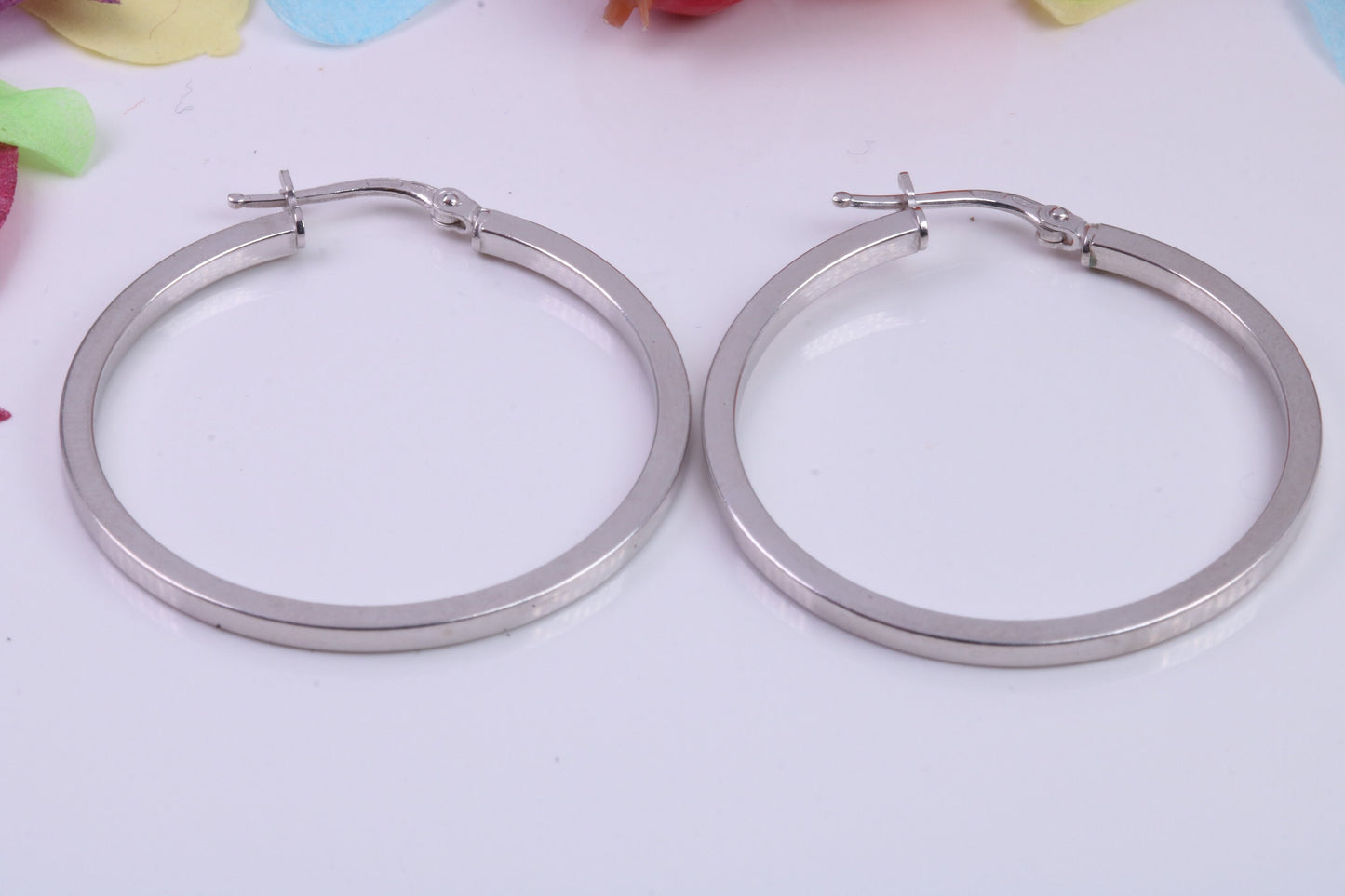 Large 35 mm Round Creole Hoop Earrings Made from 925 Grade Sterling Silver