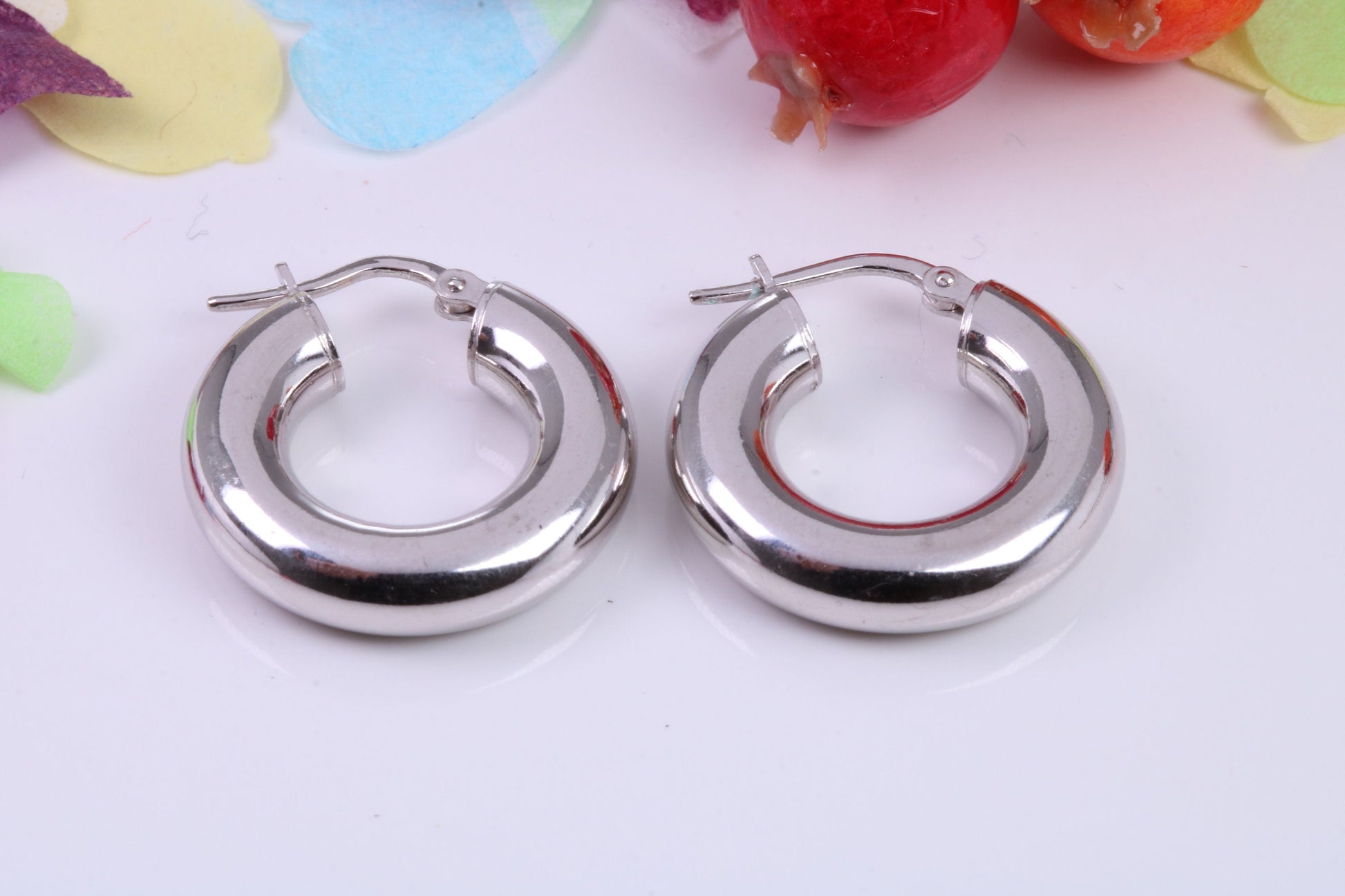 Chunky 20 mm Round Creole Hoop Earrings Made from 925 Grade Sterling Silver