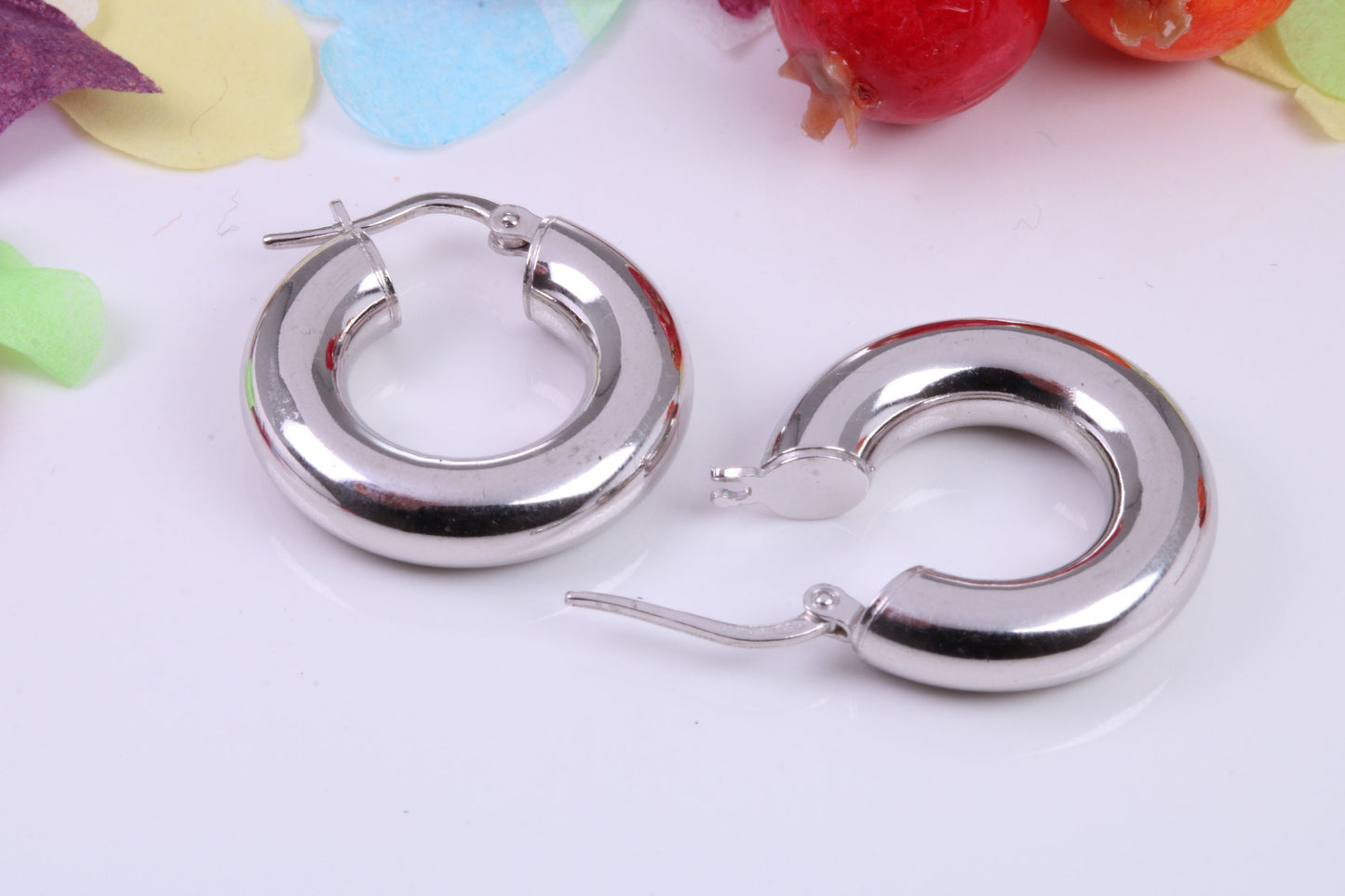 Chunky 20 mm Round Creole Hoop Earrings Made from 925 Grade Sterling Silver