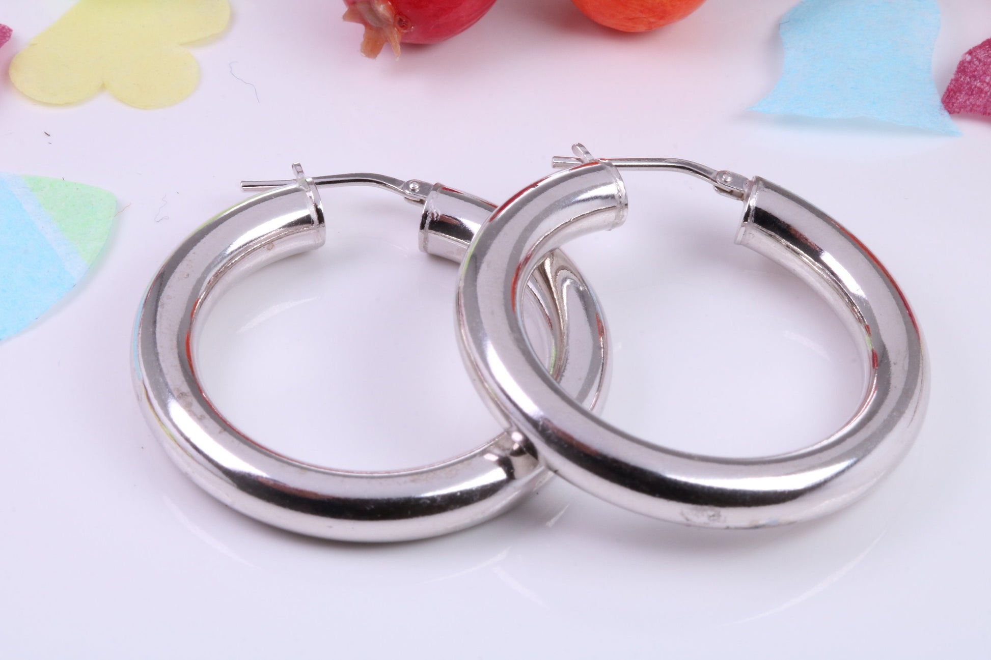 Chunky 35 mm Round Creole Hoop Earrings Made from 925 Grade Sterling Silver