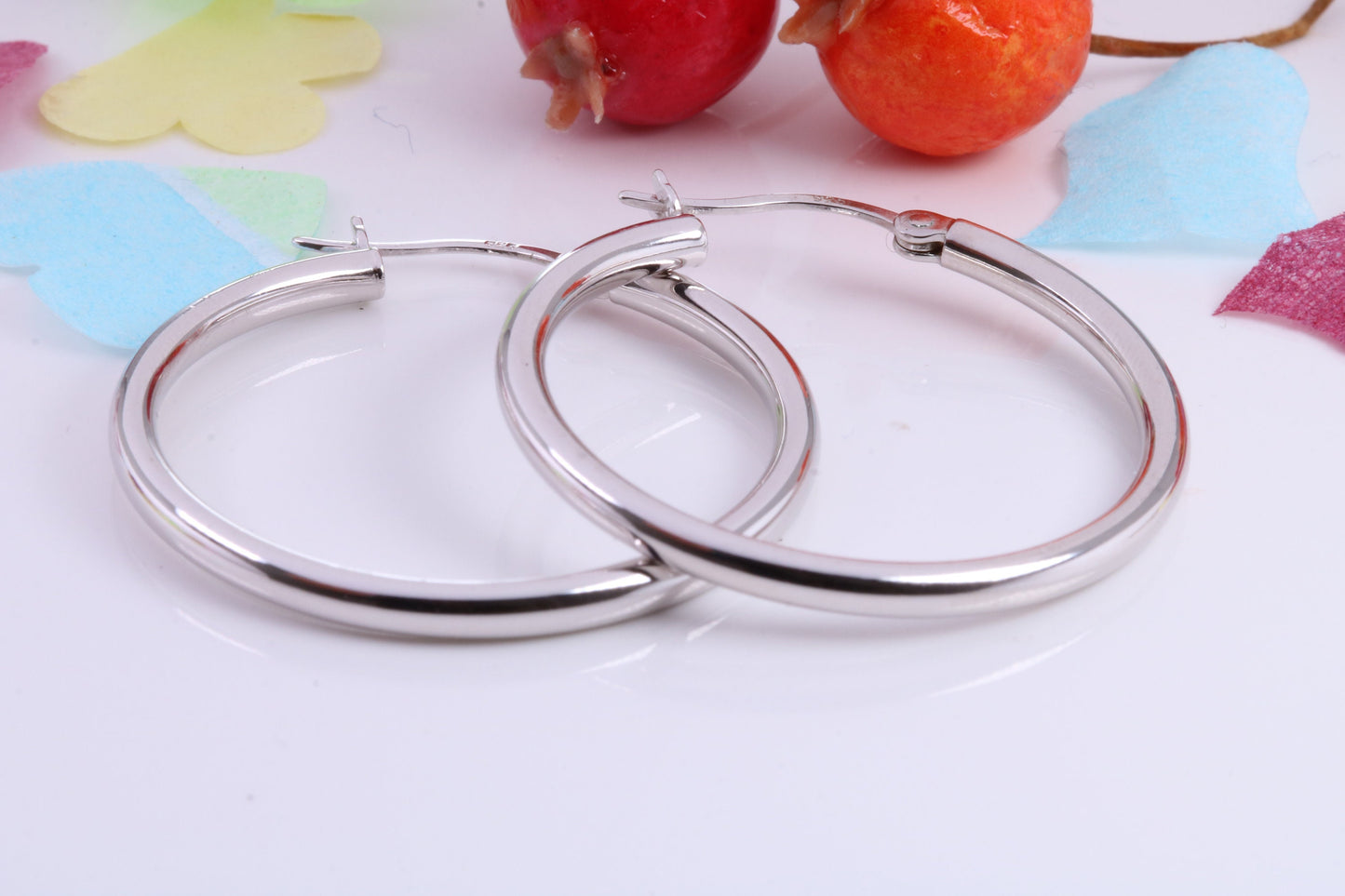 32 mm Round Creole Hoop Earrings Made from 925 Grade Sterling Silver