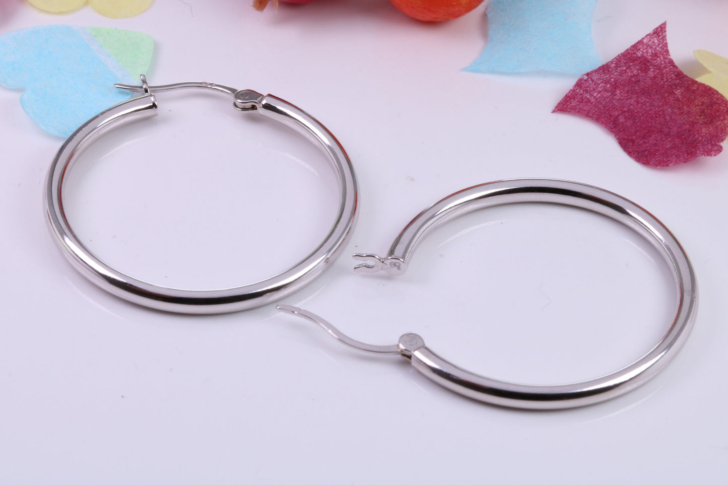 32 mm Round Creole Hoop Earrings Made from 925 Grade Sterling Silver