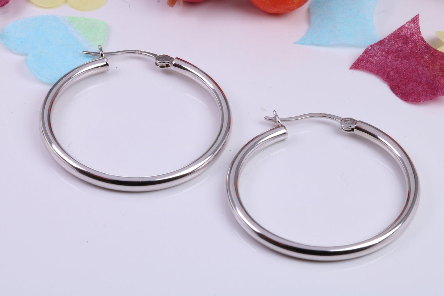 32 mm Round Creole Hoop Earrings Made from 925 Grade Sterling Silver