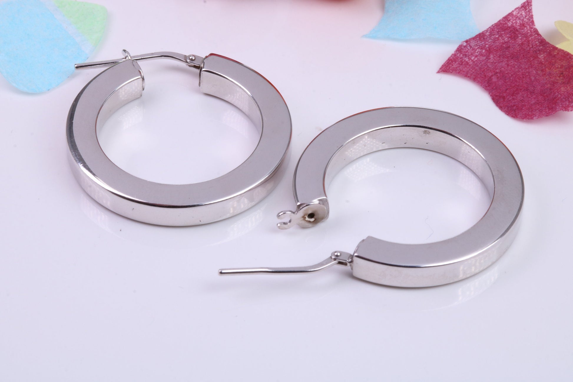 Chunky 28 mm Round Creole Hoop Earrings Made from 925 Grade Sterling Silver