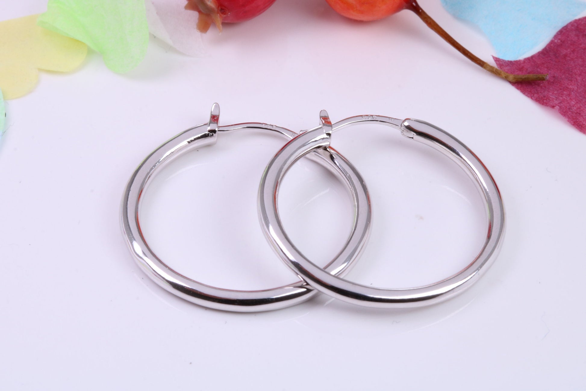 28 mm Round Creole Hoop Earrings Made from 925 Grade Sterling Silver