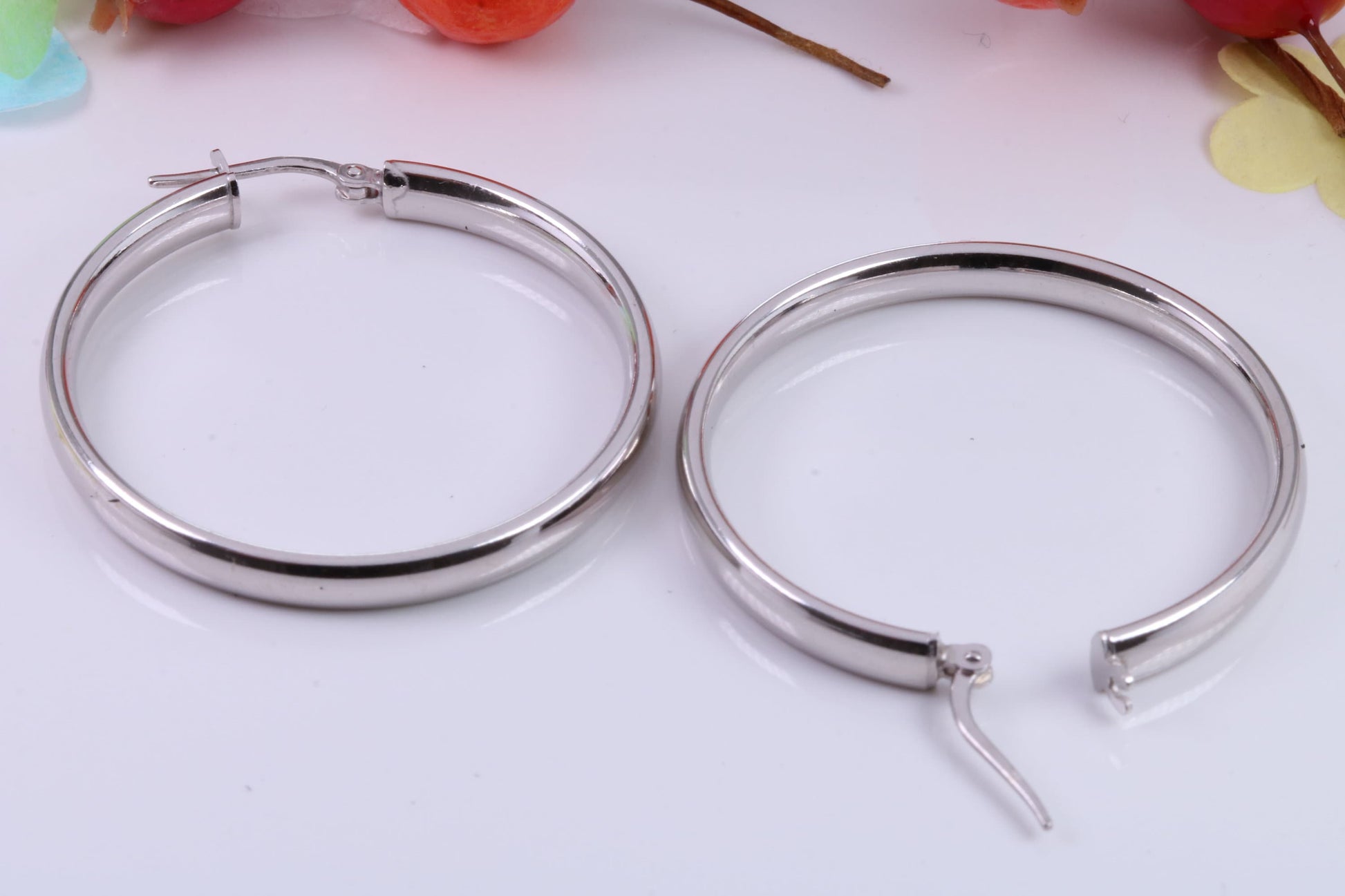 Large 35 mm Round Creole Hoop Earrings Made from 925 Grade Sterling Silver