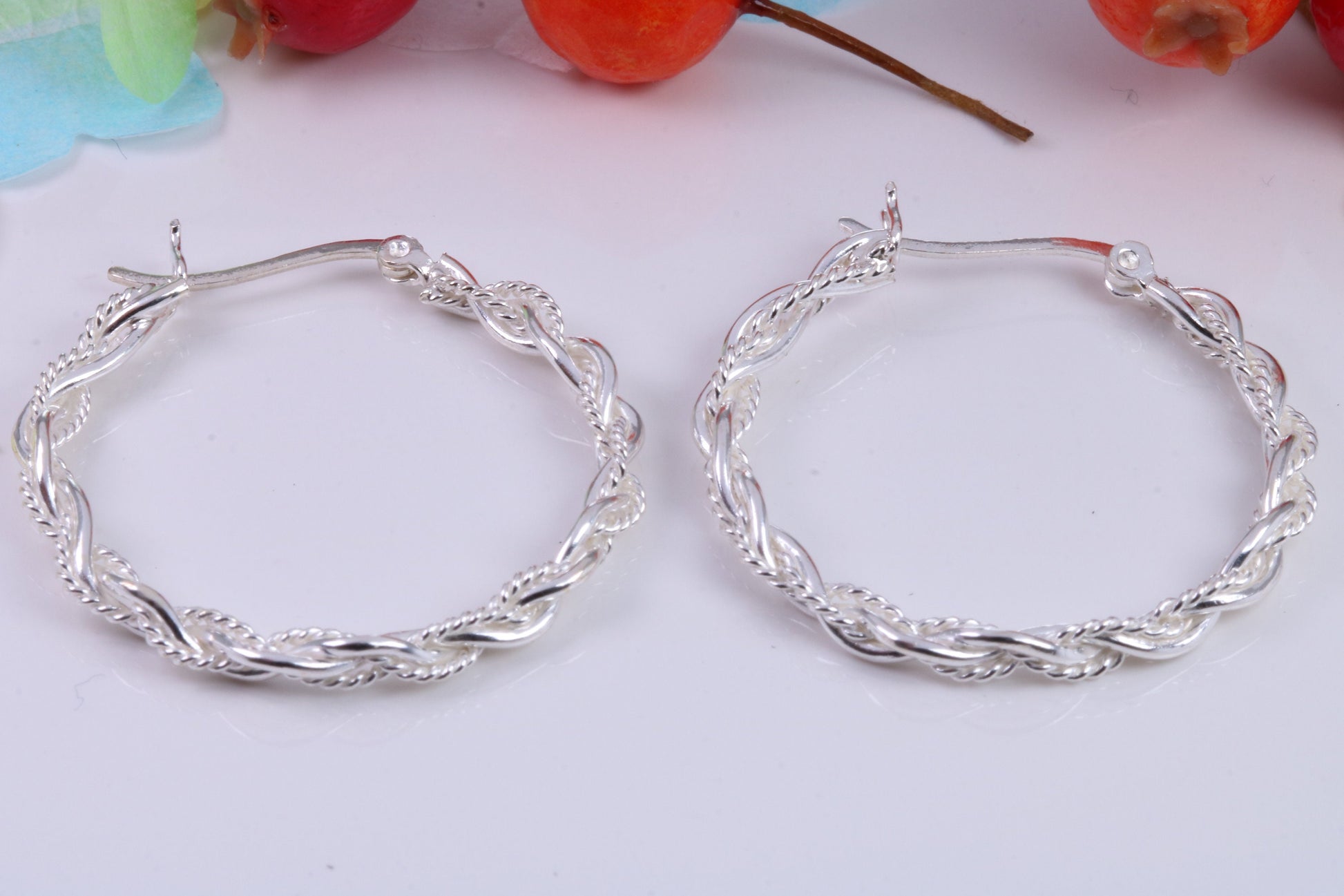 Large 35 mm Round Creole Hoop Earrings Made from 925 Grade Sterling Silver