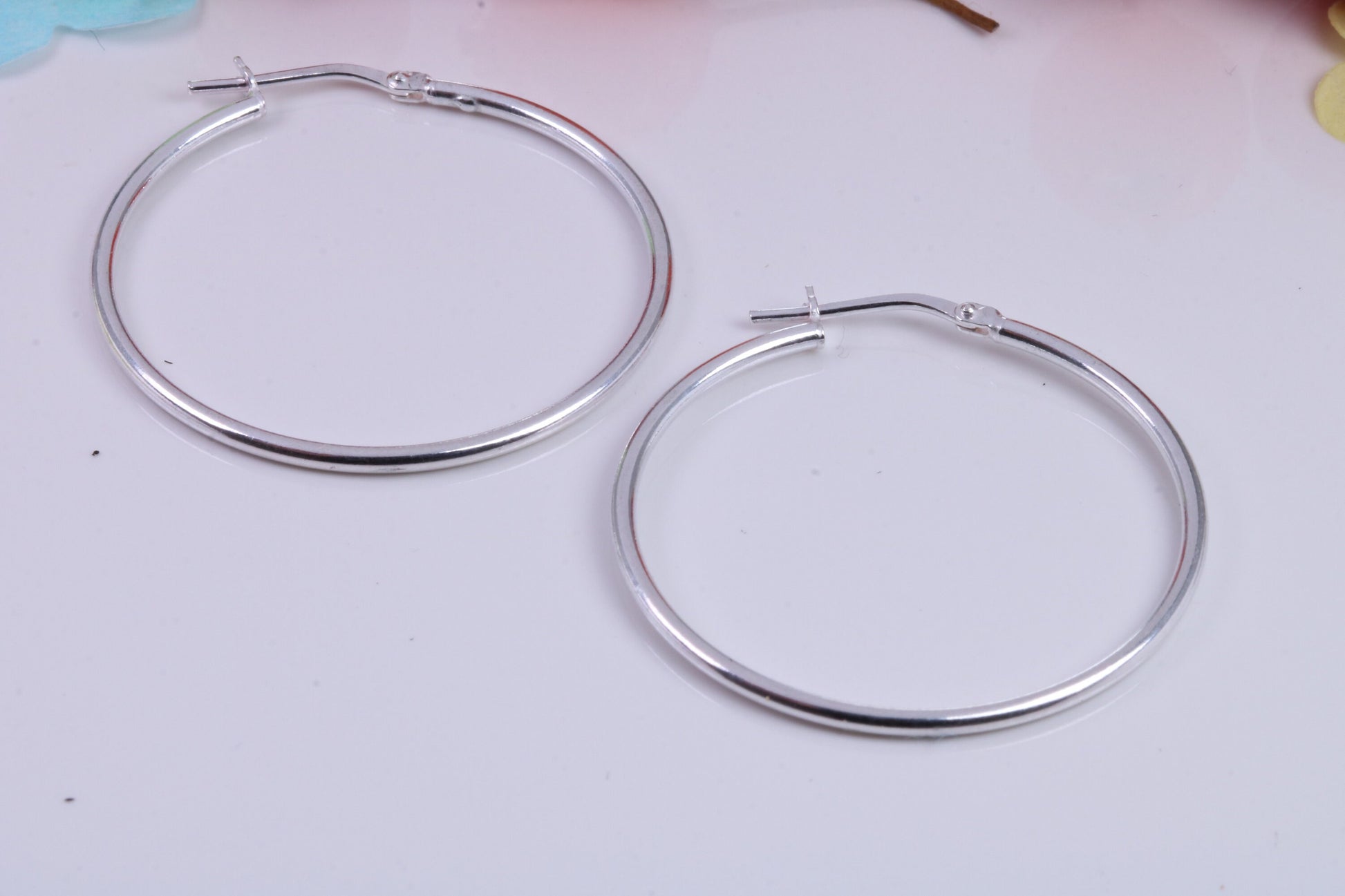 Large 35 mm Round Creole Hoop Earrings Made from 925 Grade Sterling Silver