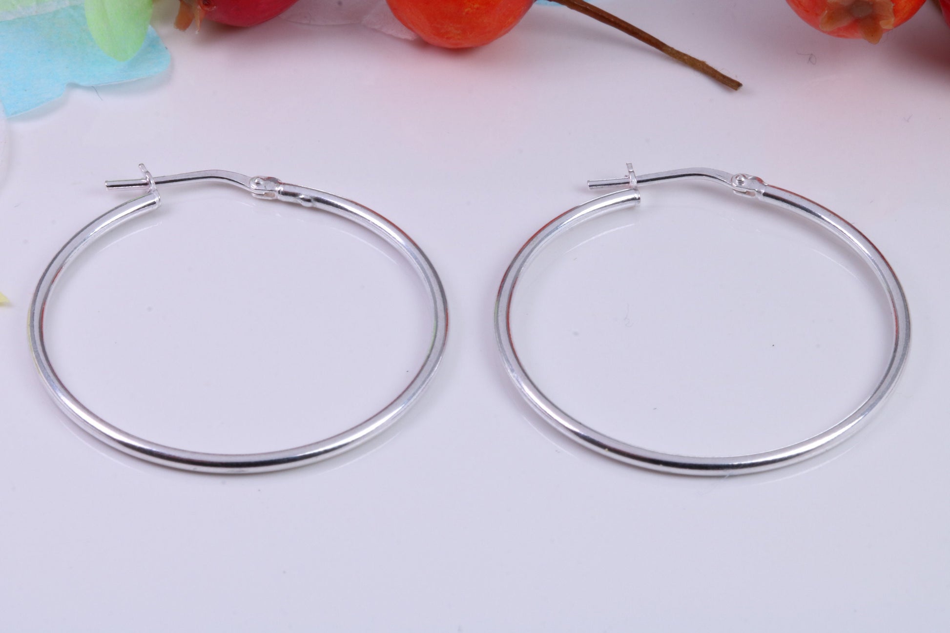 Large 35 mm Round Creole Hoop Earrings Made from 925 Grade Sterling Silver
