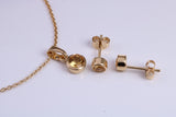 Real Citrine set Necklace and Matching Stud Earrings, made from solid Sterling Silver and 18ct Yellow Gold Plated