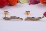 25 mm Long Cubic Zirconia set Dropper Earrings, Made from Solid 925 Grade Sterling Silver and 18ct Yellow Gold Plated