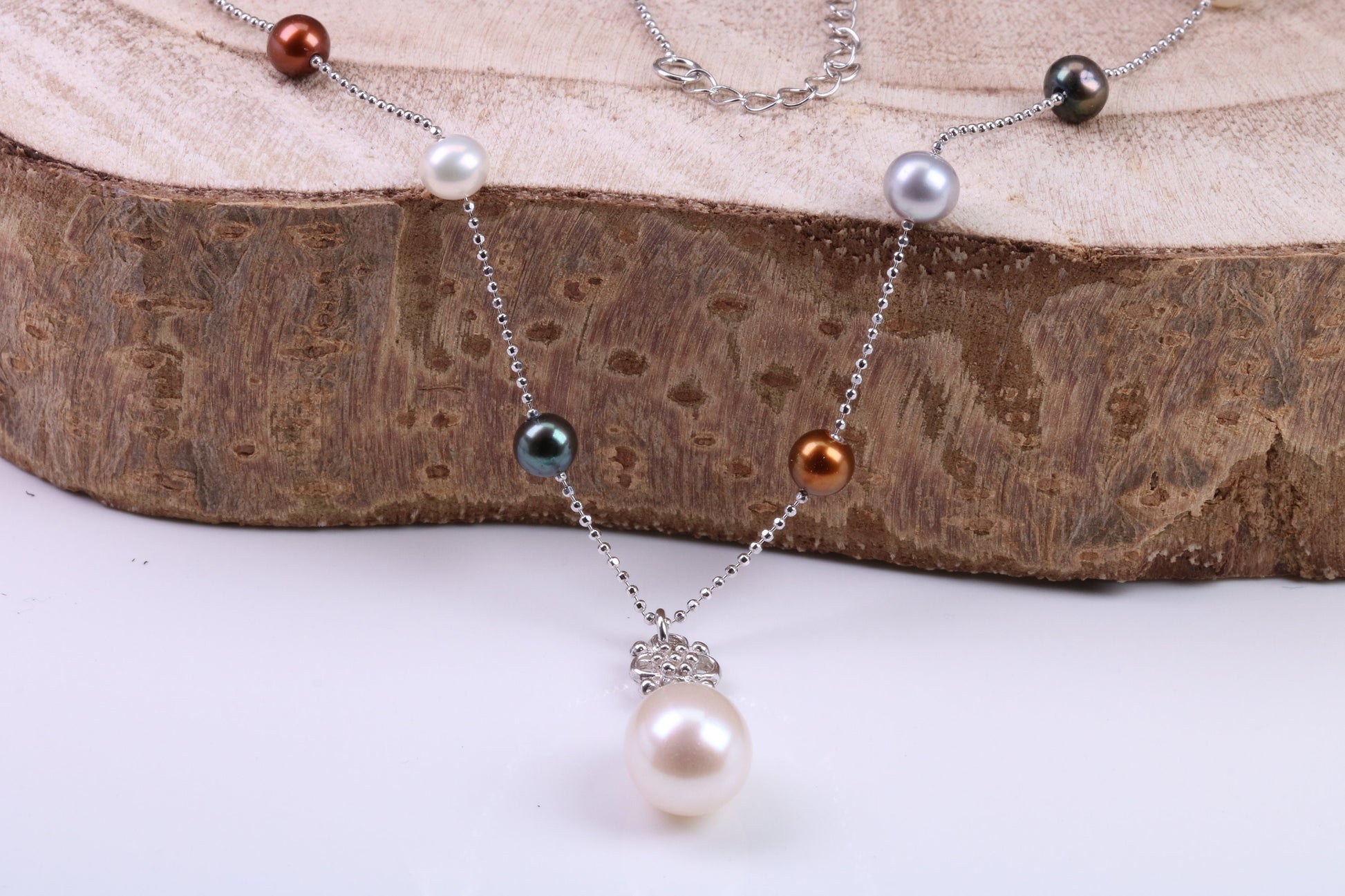Multi Colour Pearl Necklace made from Sterling Silver