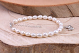 Freshwater Pearl Bracelet with Bumble Bee Charm Dropper, made from Sterling Silver