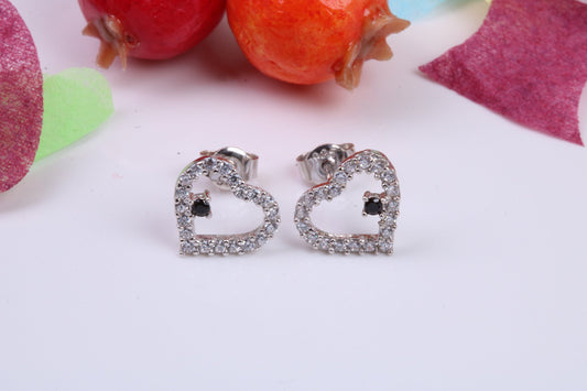 Love Heart Cubic Zirconia set Earrings, Very Dressy, Made from Solid 925 Grade Sterling Silver