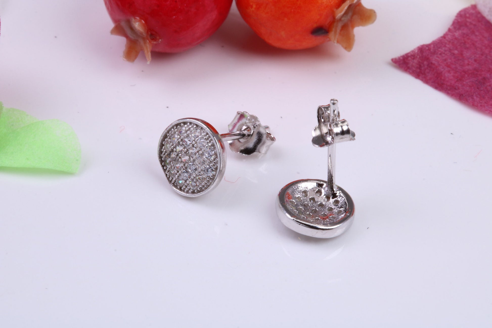 8 mm Round Cubic Zirconia set Earrings, Very Dressy, Made from Solid 925 Grade Sterling Silver