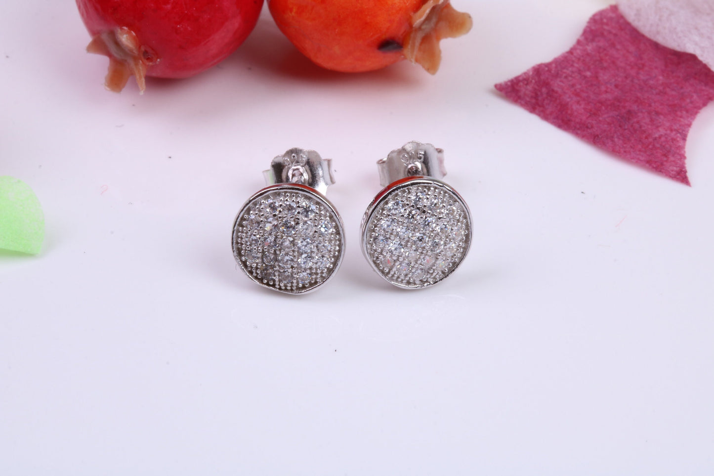 8 mm Round Cubic Zirconia set Earrings, Very Dressy, Made from Solid 925 Grade Sterling Silver