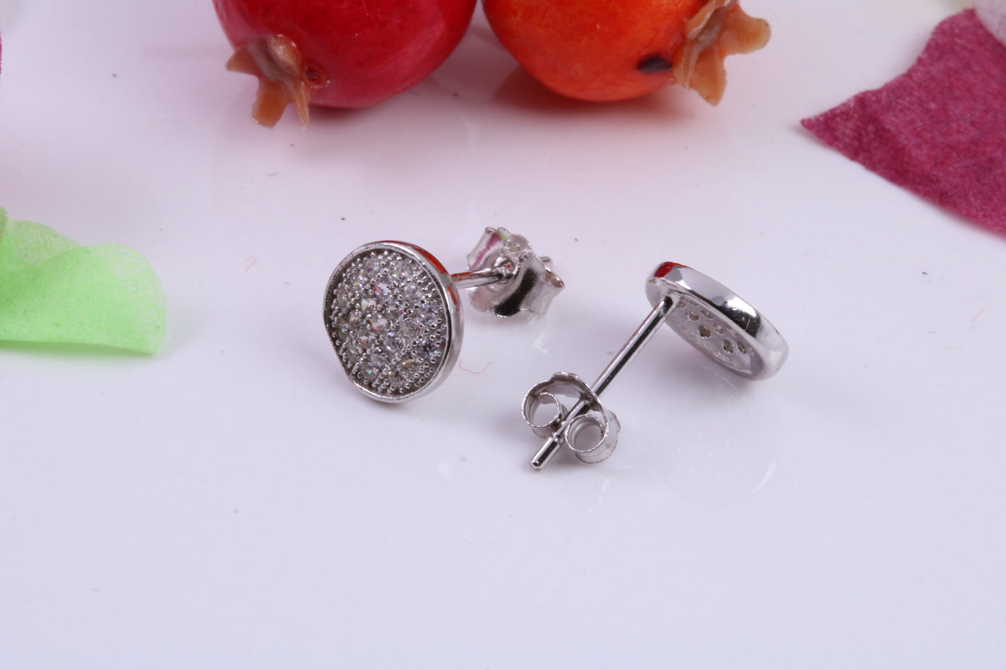 8 mm Round Cubic Zirconia set Earrings, Very Dressy, Made from Solid 925 Grade Sterling Silver