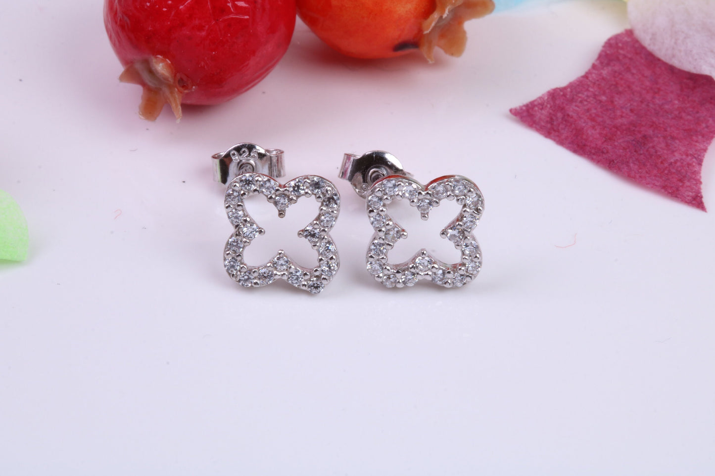 8 mm Square Stud Cubic Zirconia set Earrings, Very Dressy, Made from Solid 925 Grade Sterling Silver