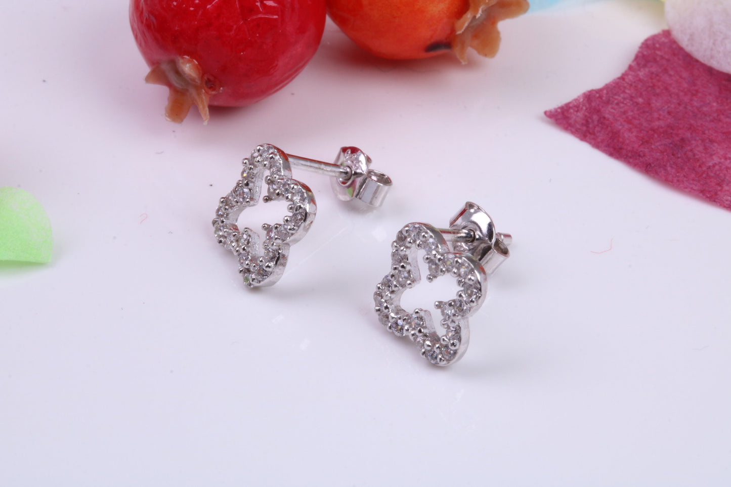 8 mm Square Stud Cubic Zirconia set Earrings, Very Dressy, Made from Solid 925 Grade Sterling Silver