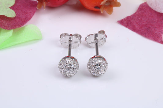 6 mm Round Cubic Zirconia set Stud Earrings, Very Dressy, Made from Solid 925 Grade Sterling Silver