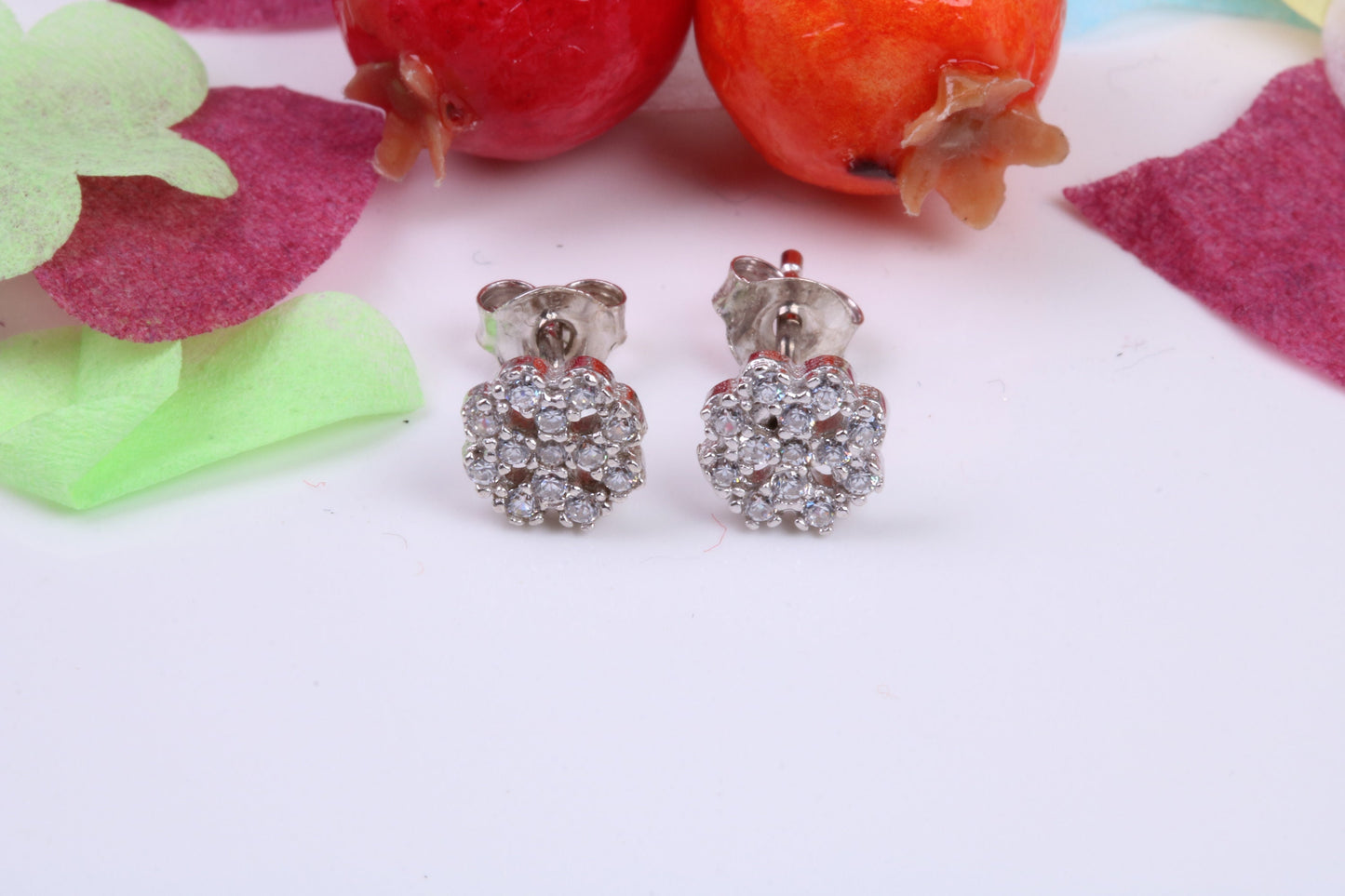 7 mm Round Stud Cubic Zirconia set Earrings, Very Dressy, Made from Solid 925 Grade Sterling Silver