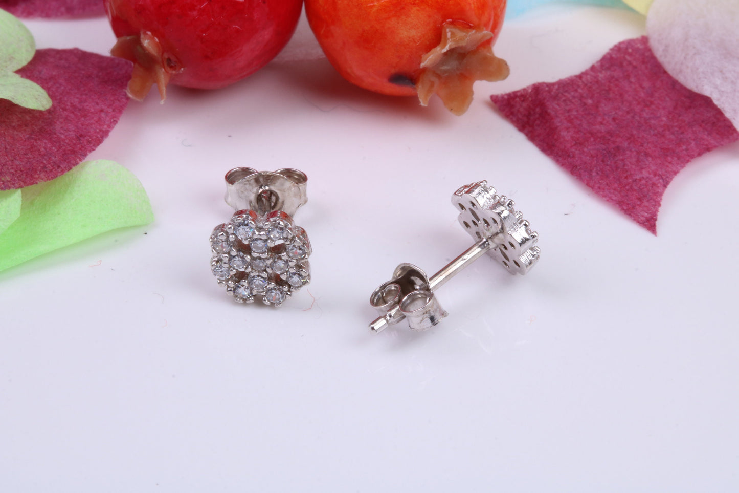 7 mm Round Stud Cubic Zirconia set Earrings, Very Dressy, Made from Solid 925 Grade Sterling Silver