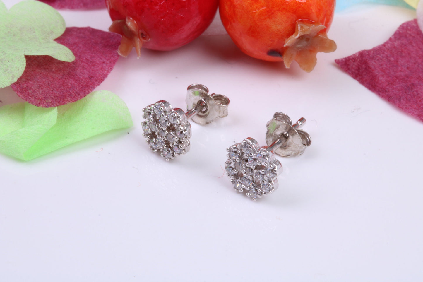 7 mm Round Stud Cubic Zirconia set Earrings, Very Dressy, Made from Solid 925 Grade Sterling Silver