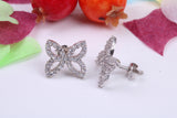Butterfly Cubic Zirconia set Stud Earrings, Very Dressy, Made from Solid 925 Grade Sterling Silver