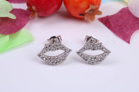 Smile Cubic Zirconia set Stud Earrings, Very Dressy, Made from Solid 925 Grade Sterling Silver