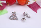 Trinity Knot Cubic Zirconia set Stud Earrings, Very Dressy, Made from Solid 925 Grade Sterling Silver