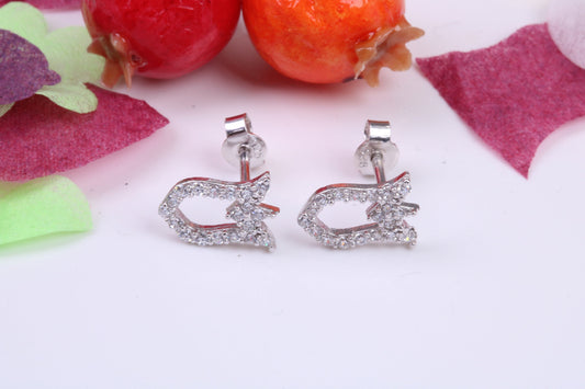 Tulip Flower Cubic Zirconia set Stud Earrings, Very Dressy, Made from Solid 925 Grade Sterling Silver