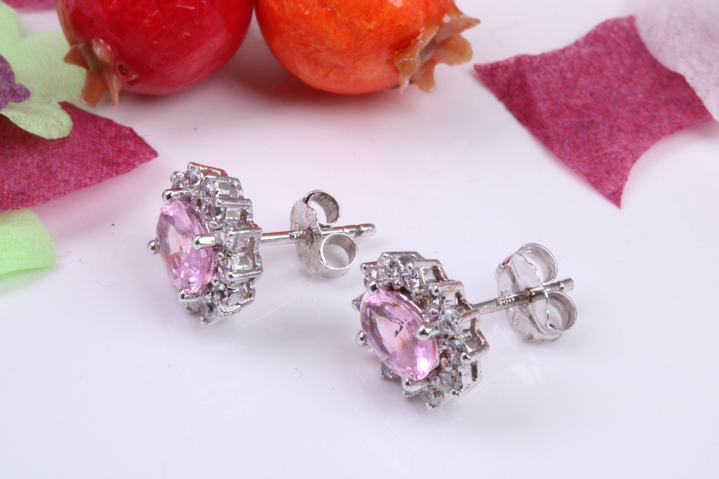 Cluster Cubic Zirconia set Stud Earrings, Very Dressy, Made from Solid 925 Grade Sterling Silver