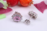 Cluster Cubic Zirconia set Stud Earrings, Very Dressy, Made from Solid 925 Grade Sterling Silver