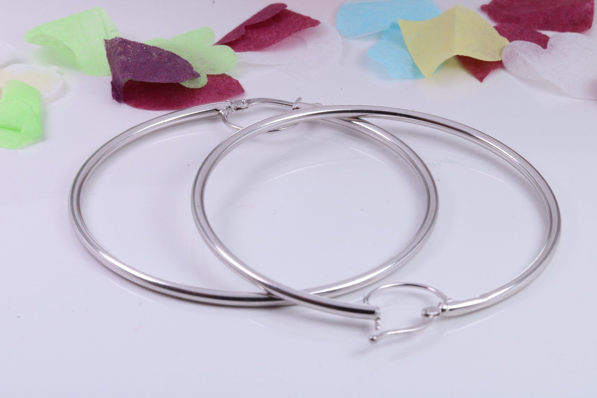 Very Very Large 55 mm Round Sleeper Hoop Earrings Made from 925 Grade Sterling Silver